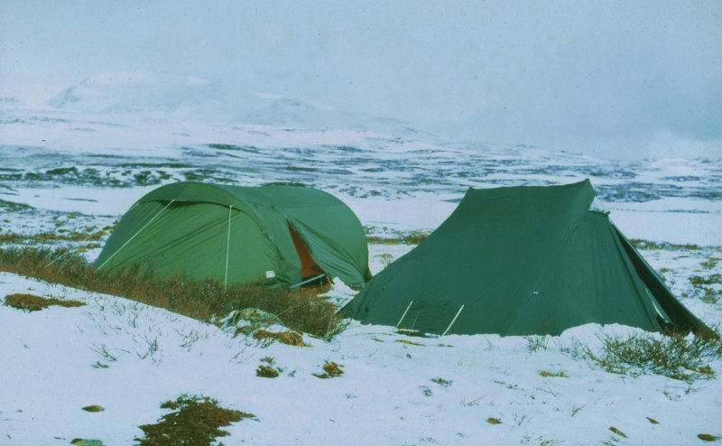 Dias50.jpg - Berguls teltleir i vinterlige omgivelser, - på tross av at kalenderen viser midtsommer.